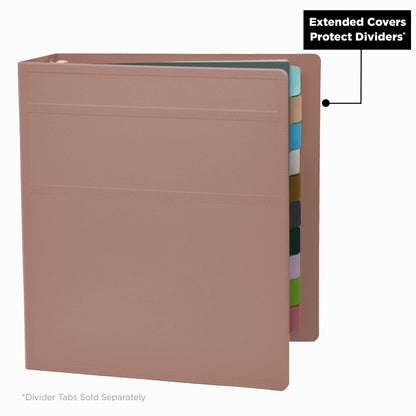 Carstens 2-Inch Heavy Duty 3-Ring Binder - Side Opening, Dusty Rose, Durable Plastic, Precision No-Gap Rings, Waterproof Cover, No Pockets, Holds 300 US Letter Sheets, BPA-Free, Made in USA (2825-3R)