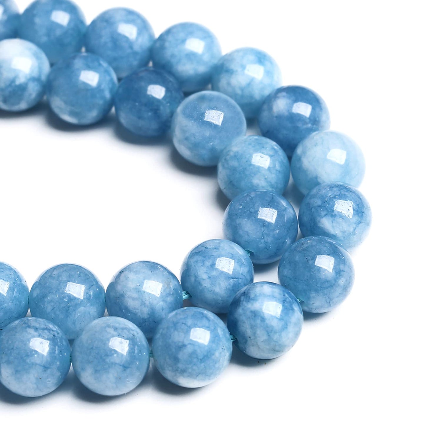 4MM 86PCS Blue Aquamarine Jade Loose Beads for Jewelry Making DIY Bracelet