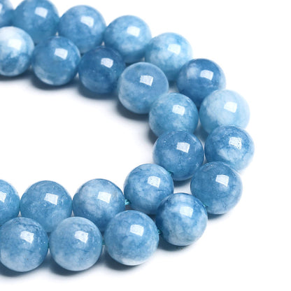120PCS 6MM Blue Aquamarine Jade Loose Beads for Jewelry Making DIY Bracelet 2 Strands