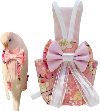 Bird Diaper Cockatiel Clothes Flight Suite, Reusable Parrot Nappy with Waterproof Inner Layer, Cute Pigeon Pants Urine Wet Suit Costume for Conure Macaw (Pink,S)