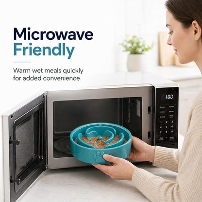 Slow Feeder Dog Bowls – 1.5-Cup Ceramic Dog Bowl Slow Feeder – Microwaveable Dog Slow Feeder for Small and Medium Dogs – Lead and BPA-Free Ceramic Pet Bowl – Pet Feeder for Fast Eaters