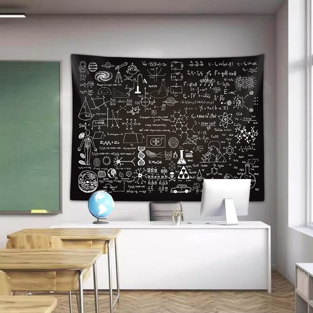 Classroom Tapestry for Science Lab Backdrop Decorations, Math Science Theme Table Cloth Tapestries Wall Hanging for Bedroom College Dorm Living Room School Decor 80X60", Education Poster Blanket