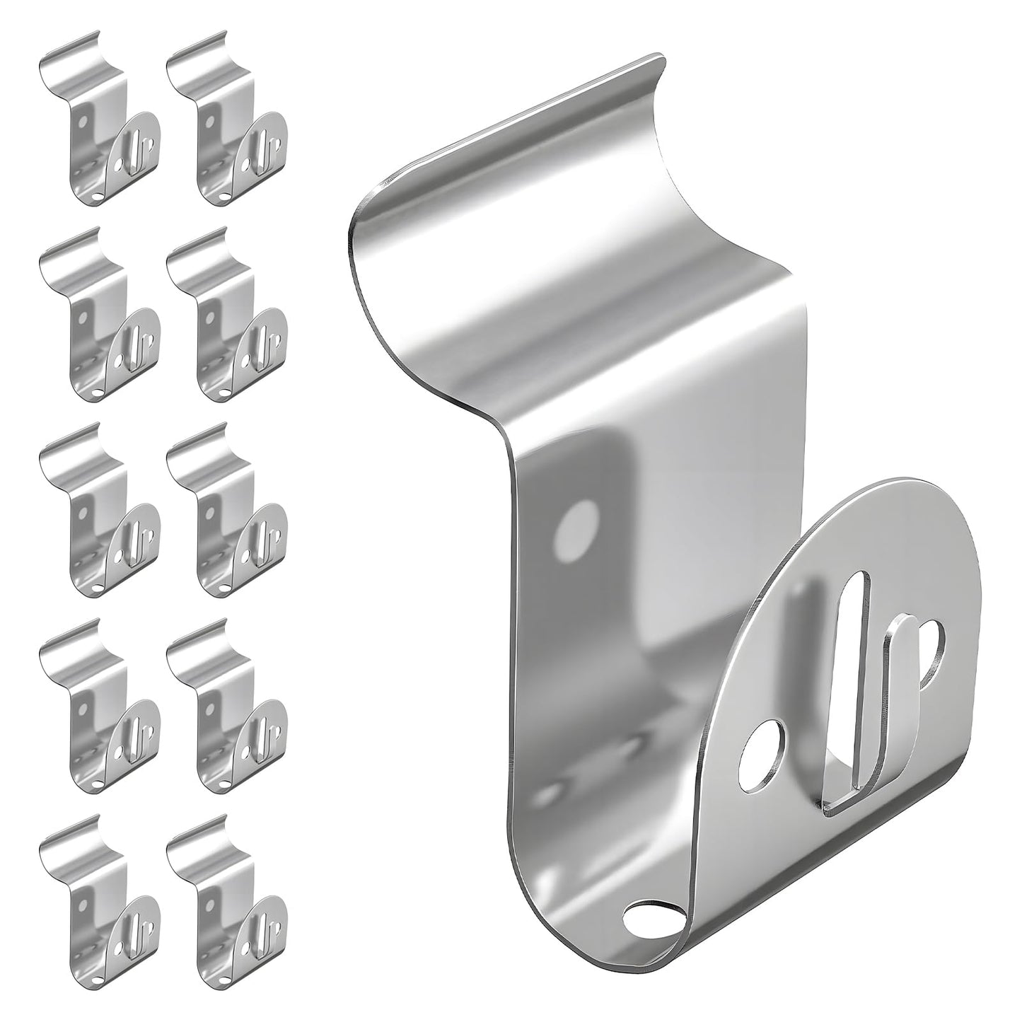 Vinyl Siding Hooks, 10-Pack Stainless Steel No Hole Vinyl Siding Clips, Holds up to 20lbs, Heavy Duty Siding Hooks for Hanging Outdoor, Double Clips for Wreaths, String Lights, Signs, Easter Decor