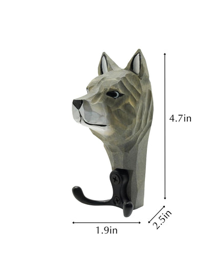 UNIORNA 2PCS Wooden Animal-Shaped Decorative Wall Hooks Wall Mounted Hanger for Clothes Towel Coat Hat Brush Keys Belts Décoration Gift Present Wolf