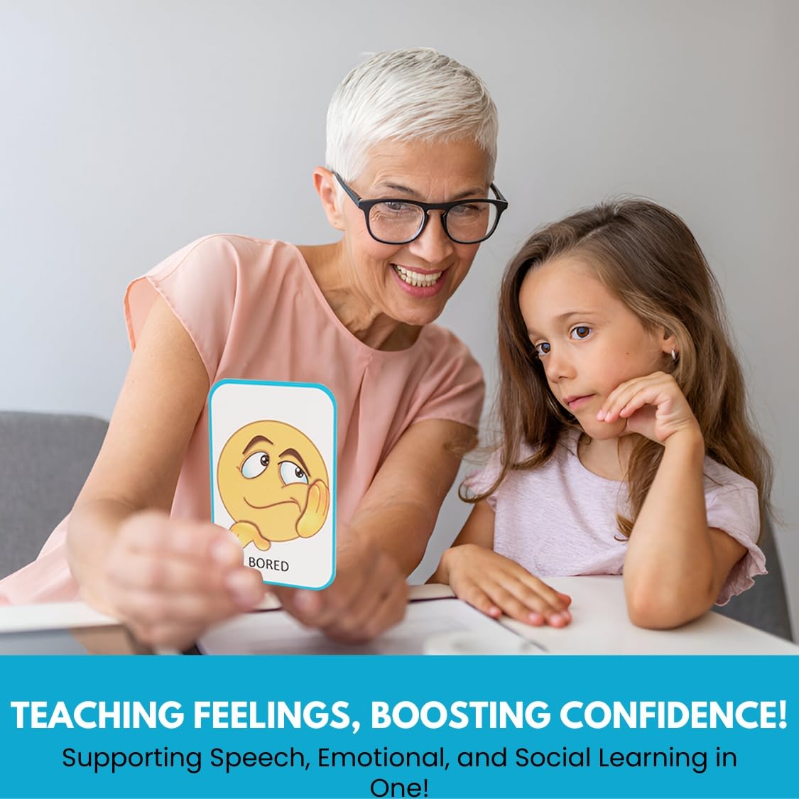Thought-Spot Emotions Canvas Activity Set | Social Learning Game for Kids | Make Faces to Understand Feelings | 2 Canvases, 12 Double-Sided Emotion Cards with Coping Strategies, 55 Facial Pieces