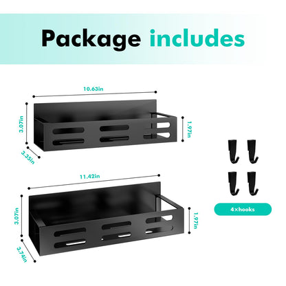 2 Pack Magnetic Spice Rack for Refrigerator, Black Magnetic Shelf and Fridge Kitchen Cabinet Organizers Storage Seasoning Organization Mini Shelves, Organizadores de Cocina