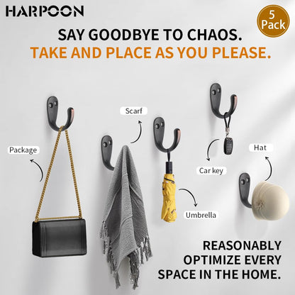 5 Pack Piece Single Prong Robe Hook, Farmhouse 1.8 Inch Coat Hooks Oil-Rubbed Bronze