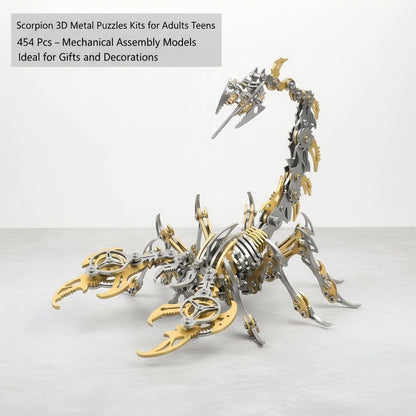 Scorpion 3D Metal Puzzle for Adults, 454PCS Stainless Steel DIY Mechanical Metal Model Kits, No Glue Assembly with Movable Joints, Challenging Metal Building Kit Desk Decor Gift(Glod)