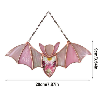 BDHRKTE Bat Decoration Window Hanging Suncatcher,Stained Glass Window Hanging, Handmade Translucent Decorative Art, Halloween Home Decor