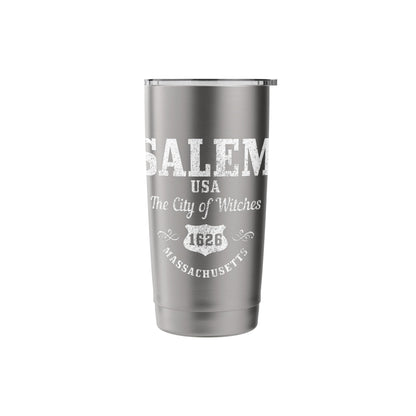 Salem Massachusetts Est. 1626 Witch Broom Halloween Vintage Stainless Steel Insulated Tumbler