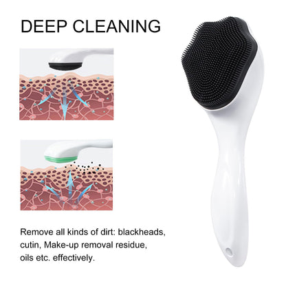 2 Pack Silicone Face Scrubber Exfoliating Brush, Manual Handheld Facial Cleansing Brush Blackhead Scrubber, Soft Bristles Waterproof for Face Skincare (Round-Pink)
