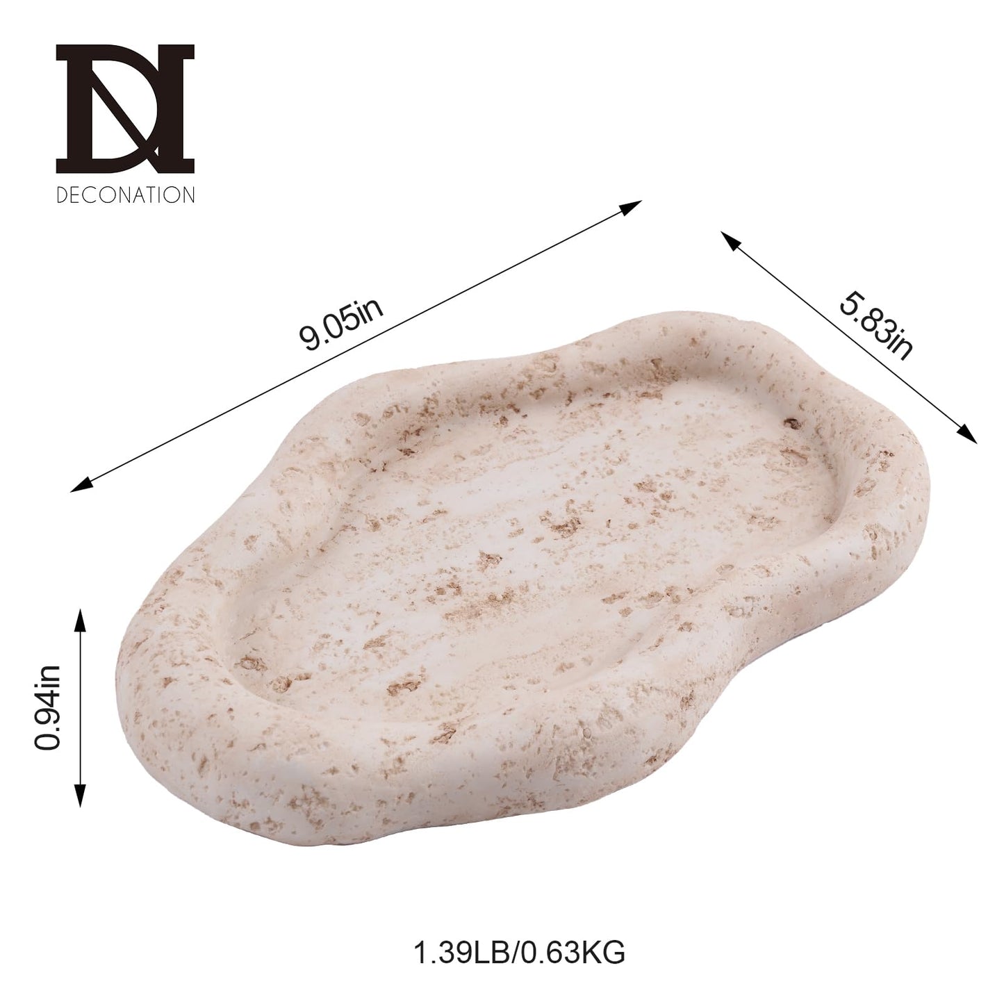 Cloud-Shaped Resin Jewelry Tray, Beige Travertine Vanity Tray for Bathroom Countertop, Trinket Candle Dish, Perfume Holder, Decorative Ottoman Tray for Home Decor Coffee Table Dresser