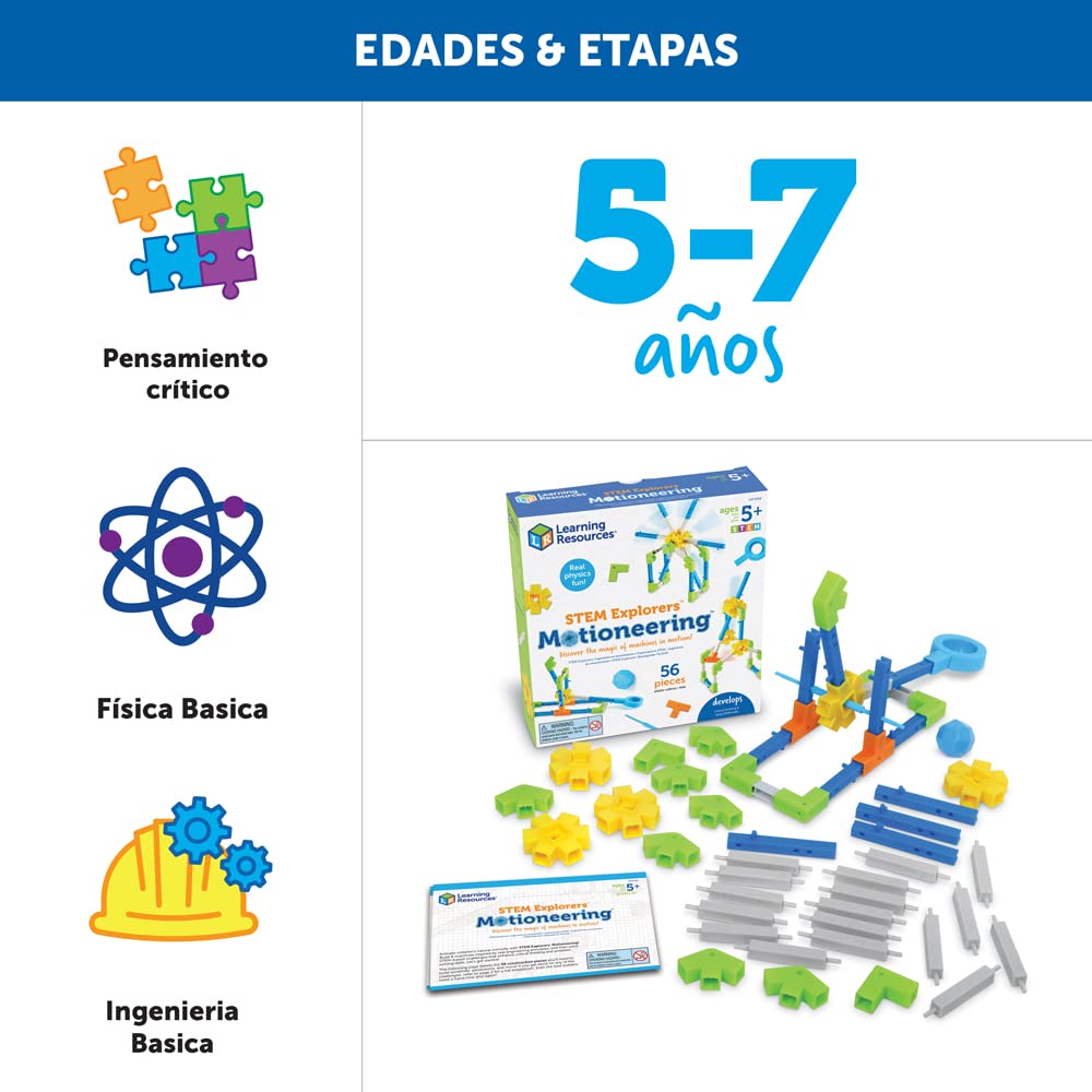 Learning Resources STEM Explorers Motioneering - 56 Pieces, Ages 5+STEM Toys for Kids, Brain Teaser Toys and Games, Kindergarten Games