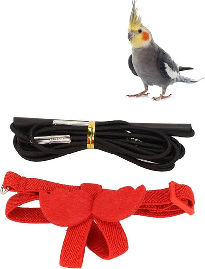 Pet Bird Harness Leash, Lightweight Bird Flying Harness Anti Bite Bird Harness Leash for Parrots Pigeons Lovebird Red