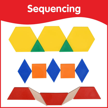 edxeducation Plastic Pattern Blocks | Set of 250 | Math Manipulative for Fractions, Symmetry, Patterning and Creativity , up to 12 years| Math Supplies for Classroom