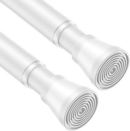 AIZESI White 2pcs Small Tension Rods 17 to 26 Inch, Durable Tension Curtain Rods Short Curtain Rods No Drilling, Spring Tension Rods For Windows No Drilling, Adjustable Spring Rod Tension Non-Slip