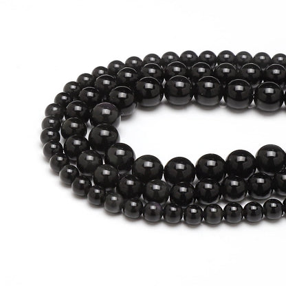 60pcs 6mm Natural Black Obsidian Gemstone Beads Energy Healing Crystal Round Loose Stone Beads for Jewelry Making, DIY Bracelets Necklaces