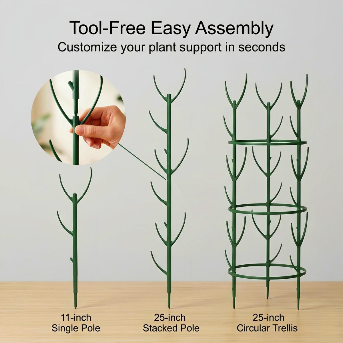 20-Pack Monstera Plant Support Stakes - Stackable Sticks for Indoor Plants up to 46" - Outdoor Garden Poles & Trellis with Tape & Twist Tie for Climbing Vines
