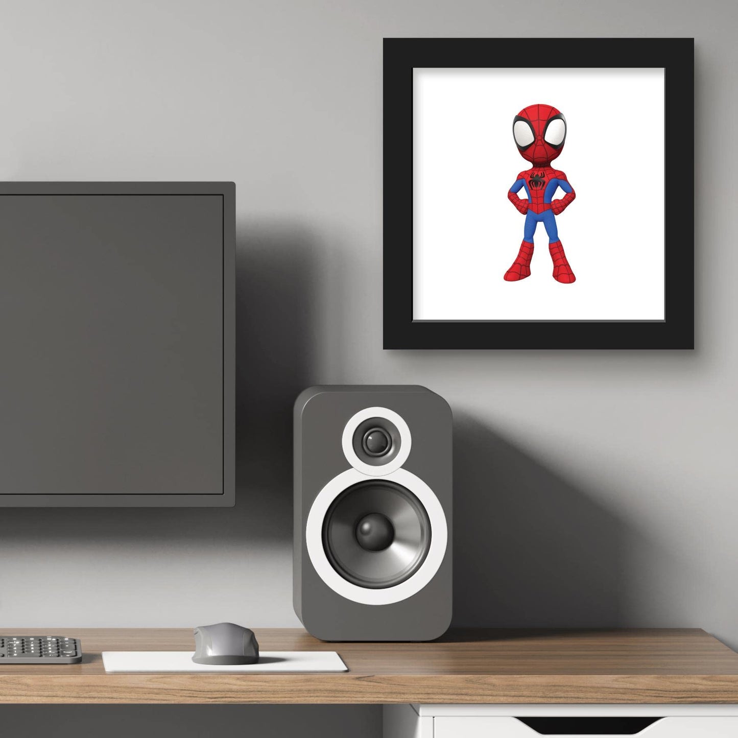 Gallery Pops Marvel Spidey And His Amazing Friends - Spider-Man Wall Art, Black Framed Version, 12'' x 12''