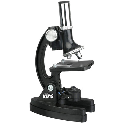 AmScope-KIDS M30-ABS-KT1 Beginner Microscope Kit, LED and Mirror Illumination, 120x - 1200x Six Magnifications, Metal Frame and Base, Includes 48-Piece Accessory Set and Case,Black