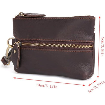 ZYLOXAR Genuine Leather Wallet Zipper Coin Purse with Keychain Wrist Bag Hand Bag Organizer Card Case Storage for Men (Brown)