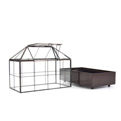 YIMORENCE V Large Tall Plant Terrarium Glass Greenhouse with Lid and Tray, Indoor Tabletop Orchid Succulent Cacti Kit 9.5'X9.8'X5.6'