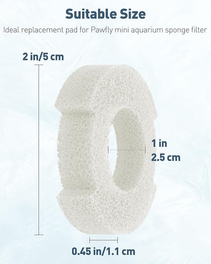 Pawfly 4 Pack Aquarium Bio-Sponge Filter Replacement Sponges White Foam for This Small 5 Gallon Sponge Filter