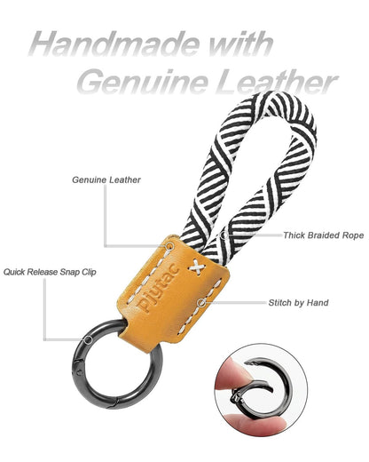 PJYTAC Keychain for Car Keys, Short Key Lanyard for Women, Cute Leather Rope Car Key Holder Key Chain with D Key Ring, Accessories Kit Phone Tether Tab Gift for Women Men