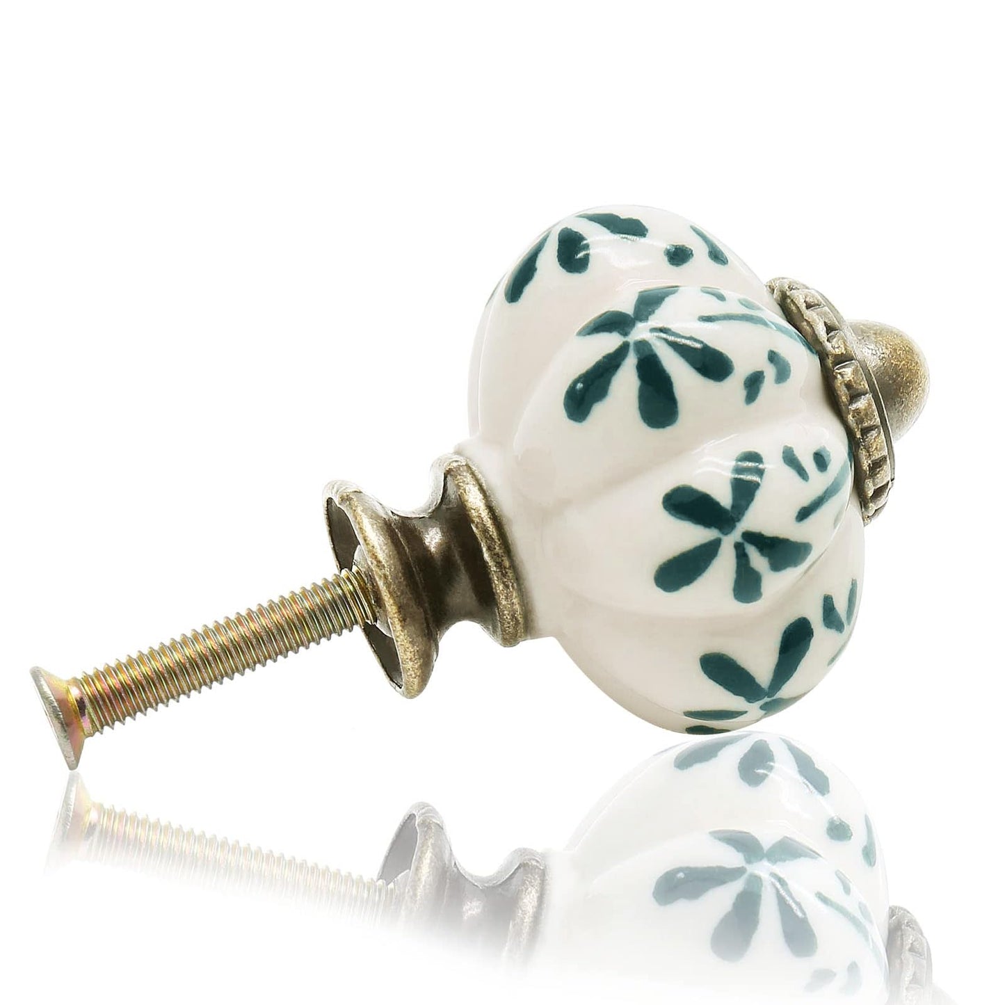 Seimneire 12pcs Ivory Pumpkin Knobs, Vintage Ceramic Cabinet Knobs, Dresser Drawer Door Knobs Drawer Pulls Dresser Handles with Mounting Screws - Leaf Pattern