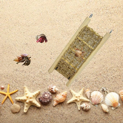 1 Pcs Hermit Crabs Climbing Wooden Ladder Bridge with Hooks, Small Animals Climbing Toy with Rope for Hermit Crabs Chameleon Lizards Reptile Bird Parrot