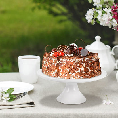 Ceramic Cake Stand, Fits Cakes Up to 8 in, Round White Dessert Pedestal for Cupcakes Cookies Pastries Fruit Display, 1 Pack