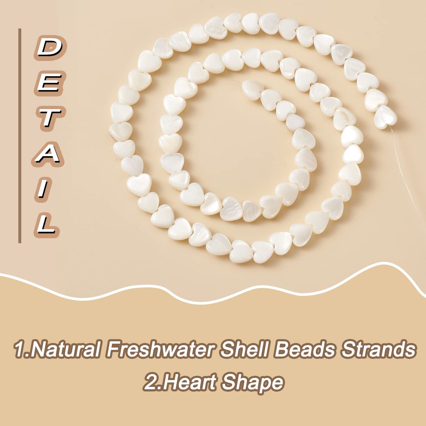 Fashewelry 62pcs Heart Freshwater Shell Beads 6mm Tiny White Heart Shell Charm Seashell Summer Beach Beads for DIY Crafts Valentines Day Necklace Bracelet Earring Jewelry Making Supplies