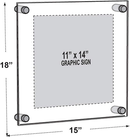 Azar Displays 105510 Standoff Sign Holder, 11" W x 14" H, Clear