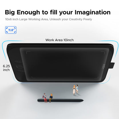 Ugee Drawing Tablet Pad,Digital Graphics Tablets M808 10x6 Inch, 8192, 8 Shortcut Keys, Digital Art for Paint, Sketch,Design, Teaching&Study for PC/Mac/Computer/Chrome Os/Android, Student,Kids Gift