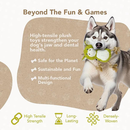 Eco-Bud Buddy Pet Toys for Dogs, Densely Woven Squeaky Dog Toys with Built-in Squeak, Long-Lasting and Durable, Recycled Plush Dog Squeaky Toys
