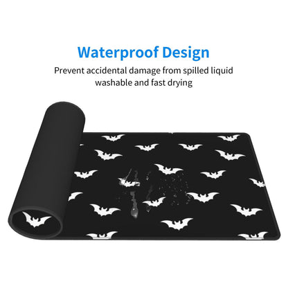 Extended Gaming Mouse Pad with Stitched Edges, Black White Halloween Bats Large Desk pad Long XL Keyboard and Mouse Pad Desk Mat for Gaming Office & Home, 31.5x11.8 in