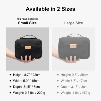 LEVEL8 Travel Toiletry Bag for Men Women, Water Repellent Shaving Bag for Toiletries Accessories, Storage Bags with Divider and Handle, Small/Black