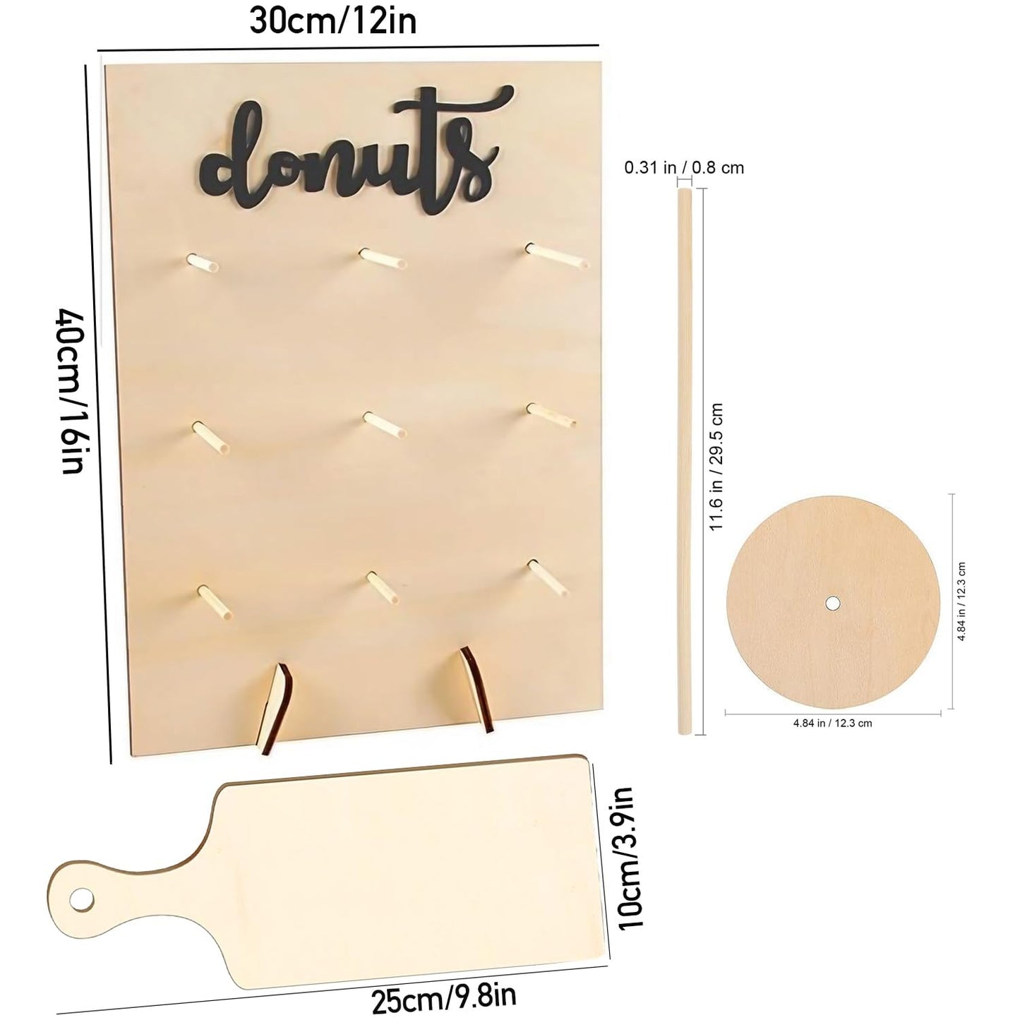 6 Pack Donut Stand Set with 2 Donut Walls, 2 Holders and 2 Boards