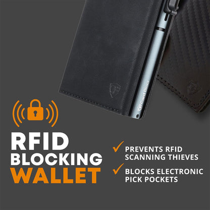 Conceal Plus Card Blocr Pop Up Wallet for Men - Slim Metal RFID Blocking Card Holder (4-6 Cards Ejector) - Minimalist Smart Front Pocket Wallet with Internal Cash + ID Storage