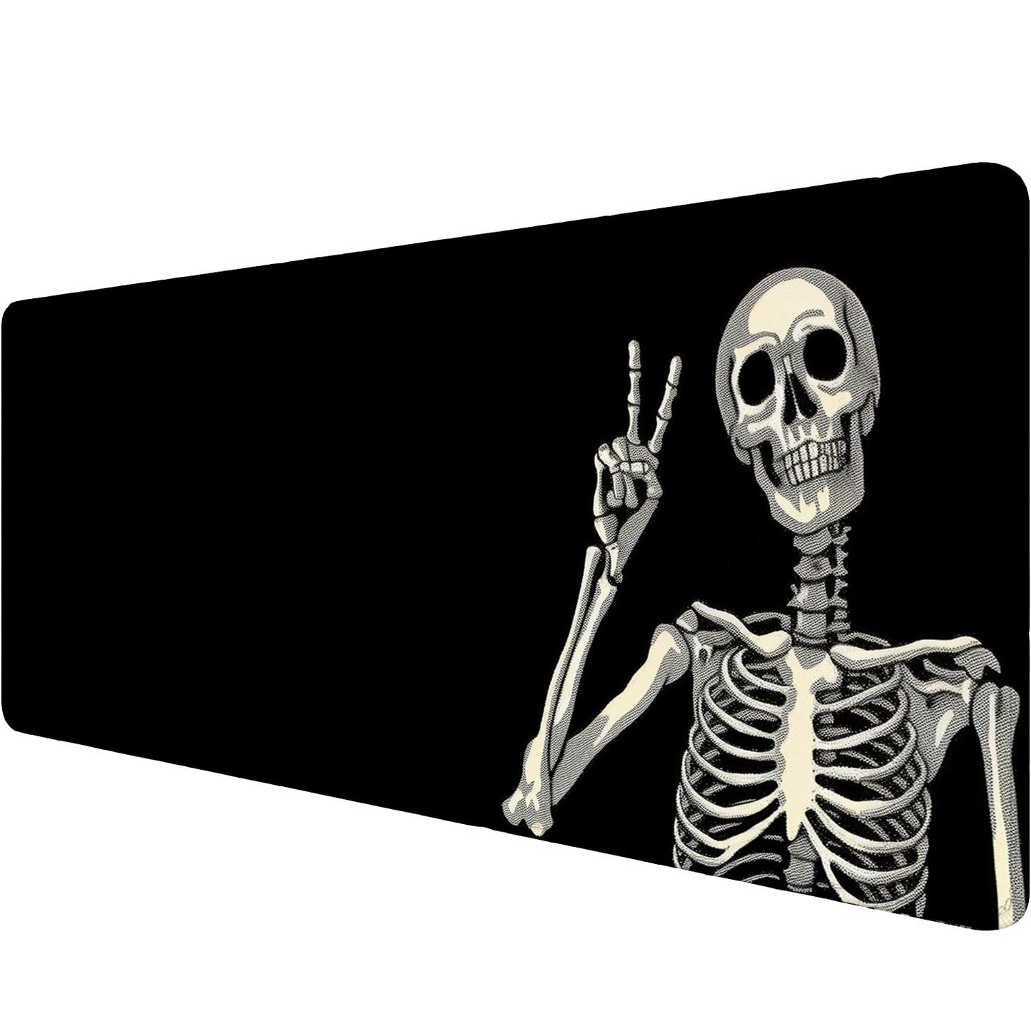 Skull Skeleton Desk Pad Mouse Pad Funny Black Halloween Mousepad XL Large Gaming Mouse Pad Laptop Keyboard Mat Desk Pad 31.5"x11.8" Office Home Decor for Women Girl