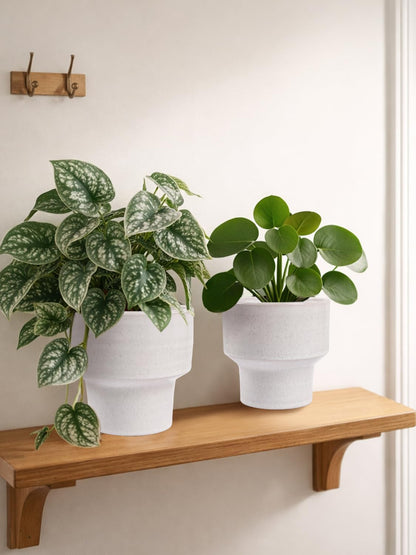 INGOFIN Ceramic Planter Pot Set of 3, 4/5/6 Inch Indoor Plant Decorative Cachepot for Pothos & Succulents, No Drainage Hole, Modern Tabletop Desk Display Pot for Home Decor, Pockmarks White