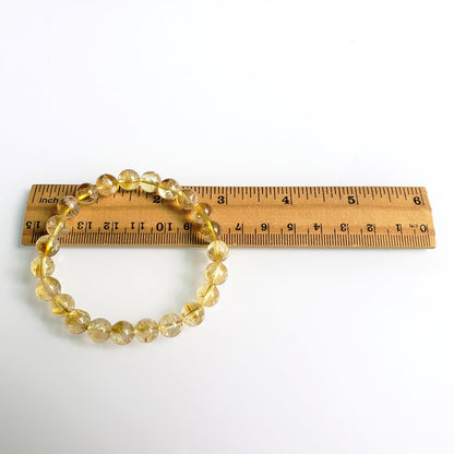 chengmu 8mm Citrine Stretch Bracelet Round Stone Beads for Crystal Elastic Beaded Bracelet 7.5"
