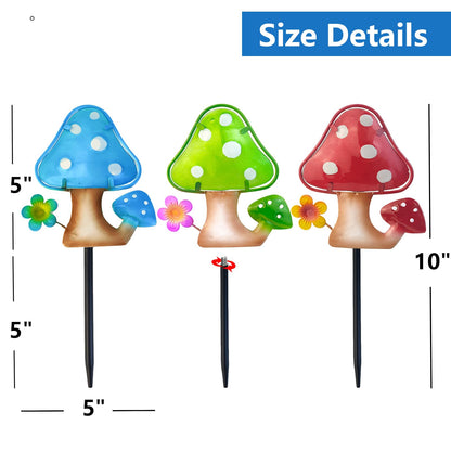 LEGIFO Garden Decor Mushroom Stakes Set of 3, Metal & Glass 10″, Outdoor Mushroom Stake for Backyard Lawn Decor, Funny Yard Art Decorations for Mom Grandma Women Mother’s Day