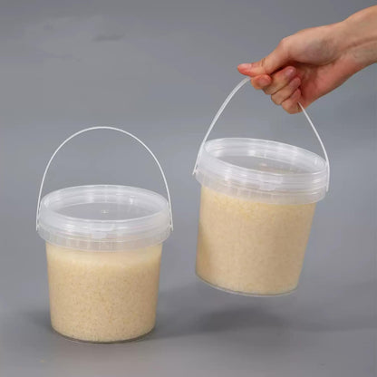 ToppYuanZea 24 Pack Ice Cream Bucket with Lids and Handles, 25OZ/ 33OZ Clear Plastic Rum Bucket Cocktail Drinks Containers, Plastic Food Storage Pail Tub for Summer Cold Drink Beach Parties
