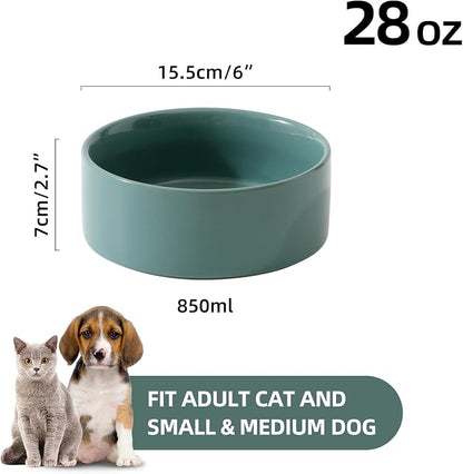 Havniva Cat Bowls Water Bowl Set of Two, 6.1” Ceramic Cat Food and Water Bowl Whisker Friendly Pet Food Bowls for Indoor Cats, Wide Cat Water Dish Prevent Whisker Fatigue Non Slip Cat Feeder