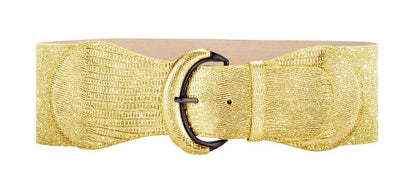 VOCHIC PU Leather Elastic Gold Wide Belt for Women Ladies Dress Stretch Thick Waist Belts