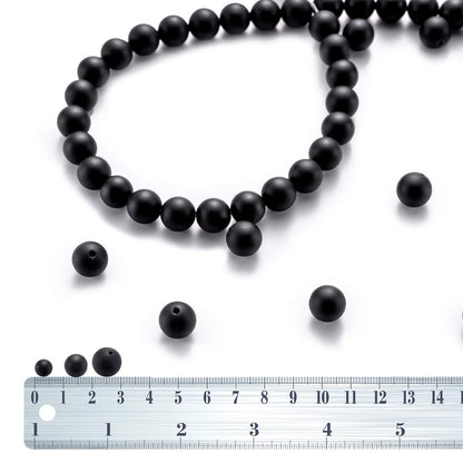 BEADIA Matte Black Onyx Natural Stone Round Loose Semi Gemstone Beads for Jewelry Making 10MM 38PCS