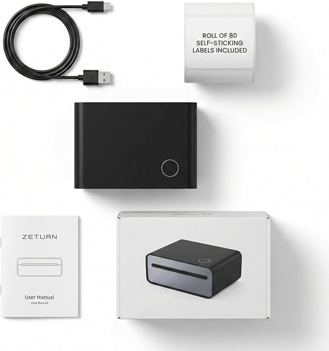 4x6 Thermal Shipping Label Printer - Wireless Bluetooth, Rechargeable Battery, No Ink Needed - for iPhone, Android, Home