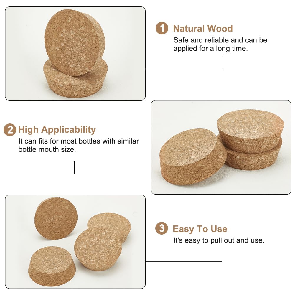 BENECREAT Cork Bottle Stoppers (4 Pack), Tapered Wine Corks for Decorative Bottles, Jars & Crafts, 3.5x3 inch