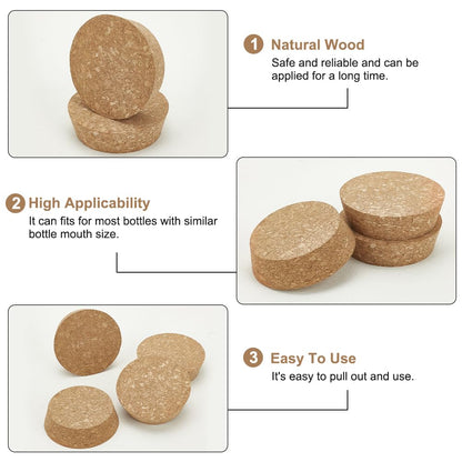 BENECREAT Cork Bottle Stoppers (4 Pack), Tapered Wine Corks for Decorative Bottles, Jars & Crafts, 3.5x3 inch
